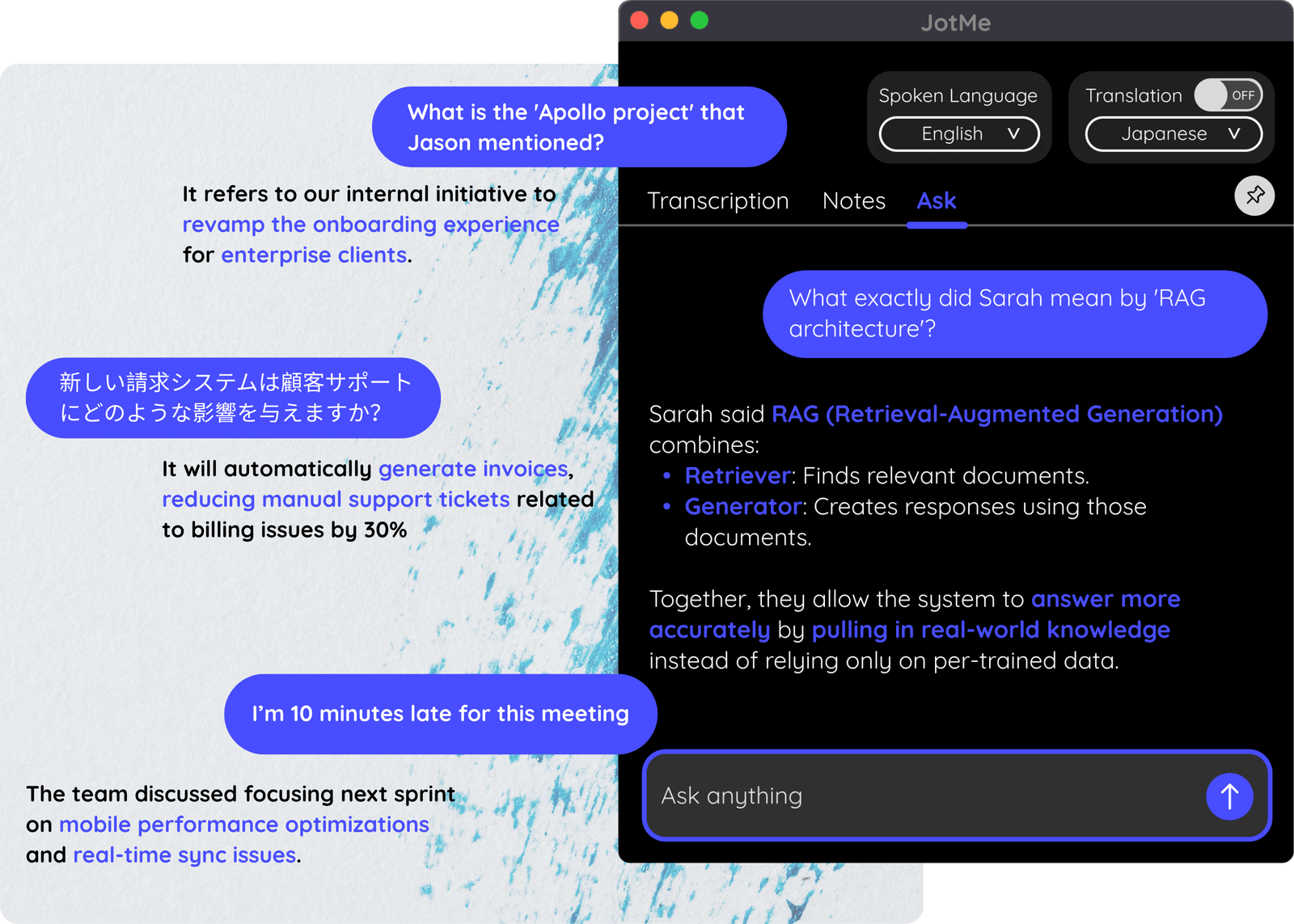 Jotme real time ai meeting assistant
